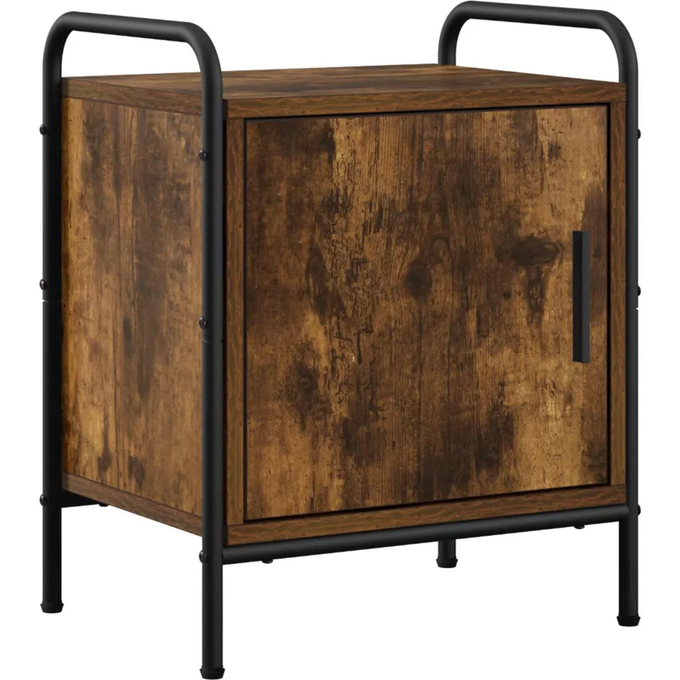 vidaXL Nachtkastje 2 st Gerookt eiken 40 x 30 x 50 cm Bewerkt hout Bruin