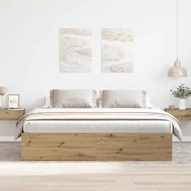 vidaXL Bedframe zonder matras spaanplaat artisanaal eikenkleurig Bruin