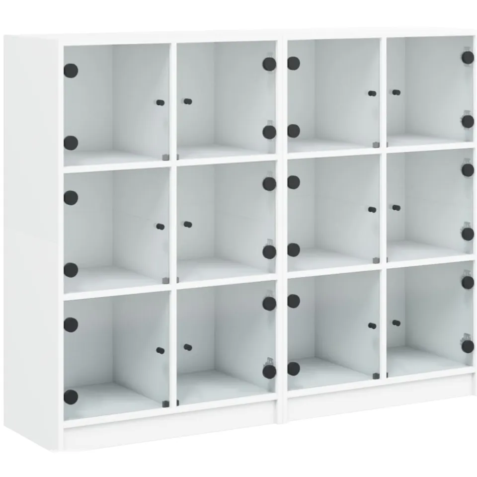 vidaXL Boekenkast met deuren 136x37x109 cm bewerkt hout wit