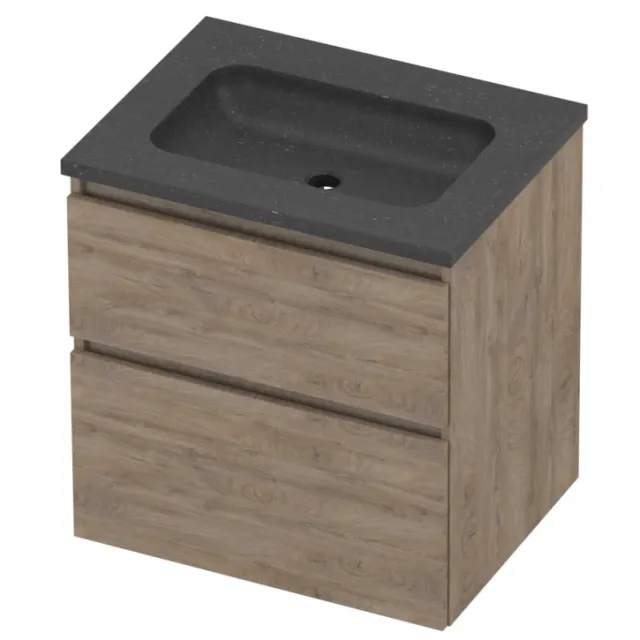 Proline Rollo Badmeubelset Hardsteen Elegant Zonder Kraangat 60x46x62 cm Blue Stone Raw Oak Eiken