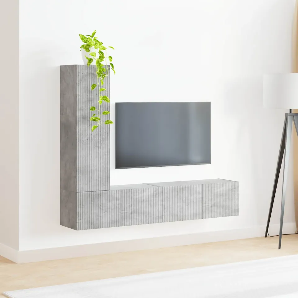 vidaXL Tv-meubelset 3 st Beton Grijs Bewerkt hout, foto 3