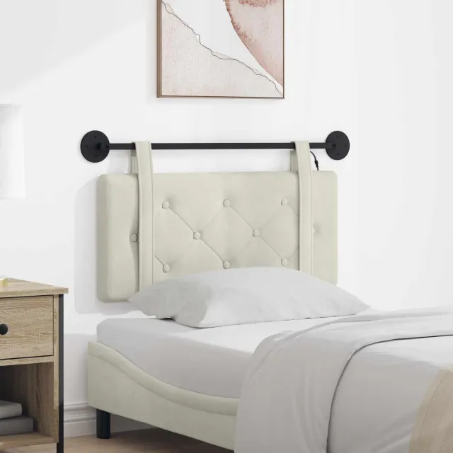vidaXL Hangend hoofdbord Crèmekleurig Fluweel