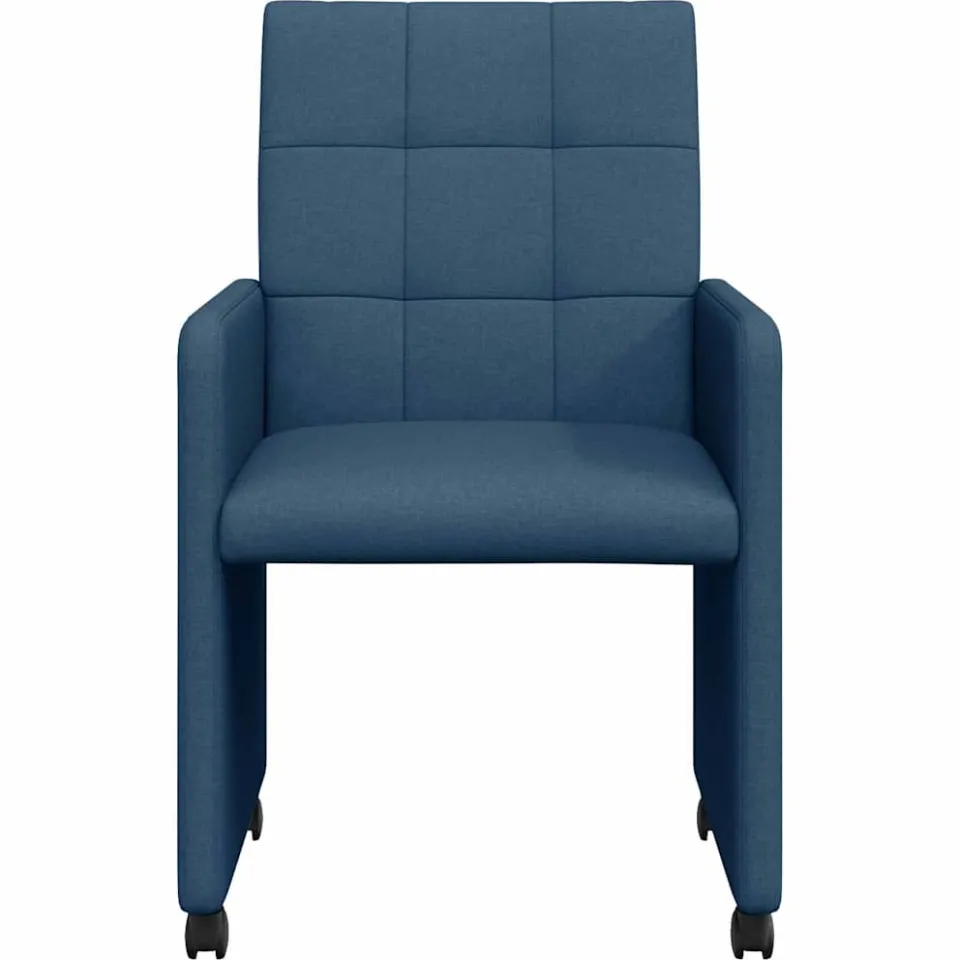 vidaXL Eetkamerstoelen met Wieltjes 2 st Stof Blauw 58 x 65 x 94 cm, foto 4