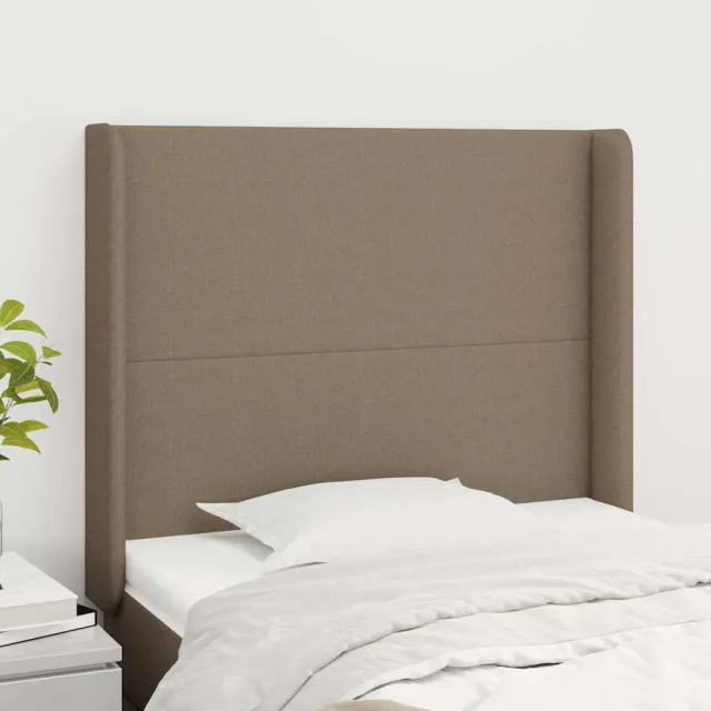 vidaXL Hoofdbord met randen 103x16x118/128 cm stof taupe
