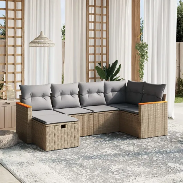 vidaXL Patio Sofa Set 6 st 6-zits Beige en Grijs, foto 2