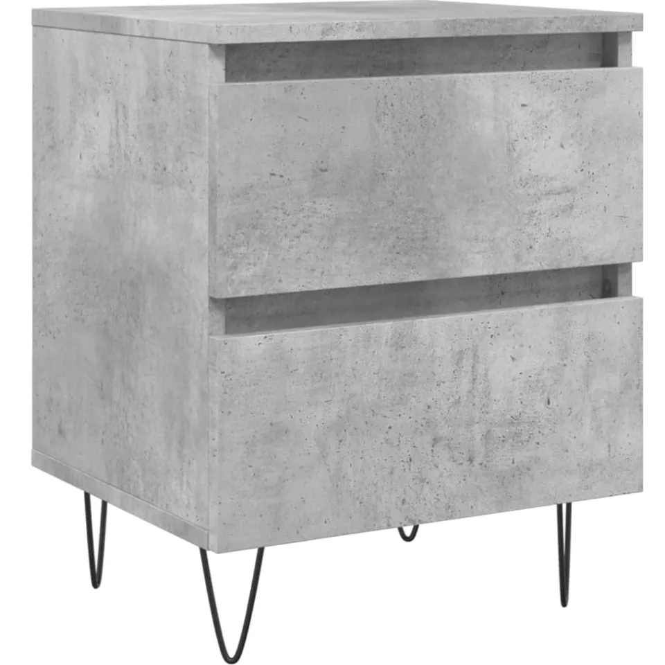 vidaXL Nachtkastje 40x35x50 cm bewerkt hout betongrijs grijs, foto 3