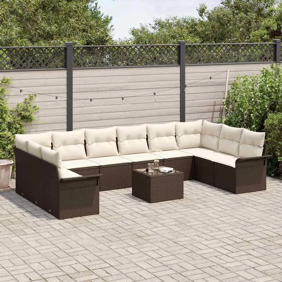 vidaXL Tuin Sofa Set 11 st Bruin poly rattan, foto 3