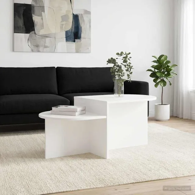 vidaXL Salontafel Wit 100 x 50 x 40 cm Bewerkt hout, foto 2
