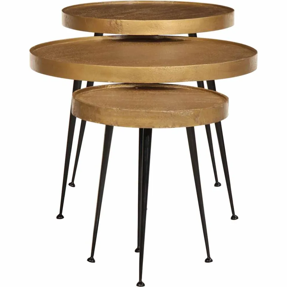 vidaXL Salontafel 3 stuks Goudkleurig bewerkt hout, foto 2