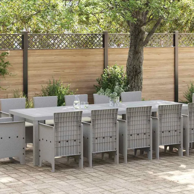 vidaXL Tuin Eetset 13 st Lichtgrijs Poly riet