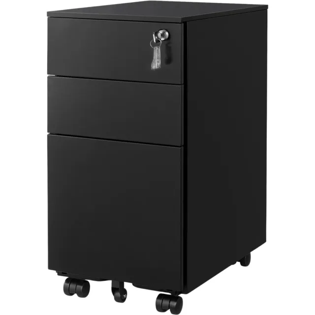 Happiq Rolgarderobe Archiefbureau - Voor Kantoor - 3 Lades - Wit Zwart