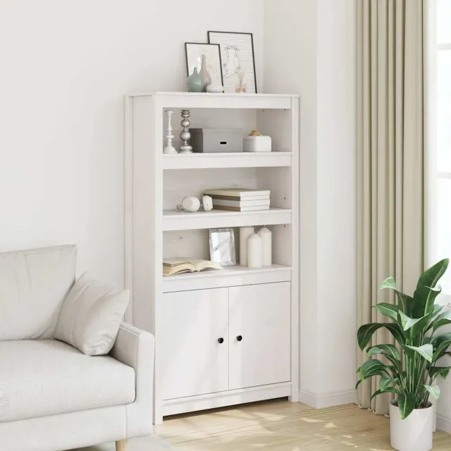 vidaXL Hoge kast 80x35x154 cm massief grenenhout wit