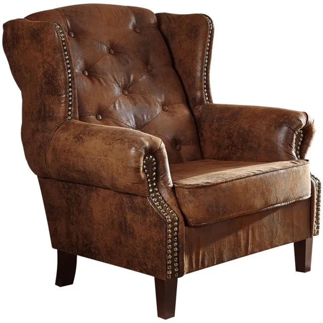 MASSIVMOEBEL24 .DE zetel CHESTERFIELD bruin 100% polyester 102 x 102 x 93 cm