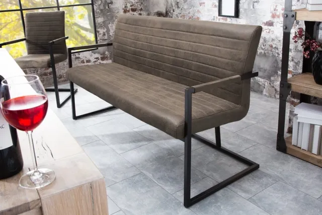 Invicta Interior industrieele sledebank LOFT 160cm taupe met armleuning - 42275 Zie omschrijving