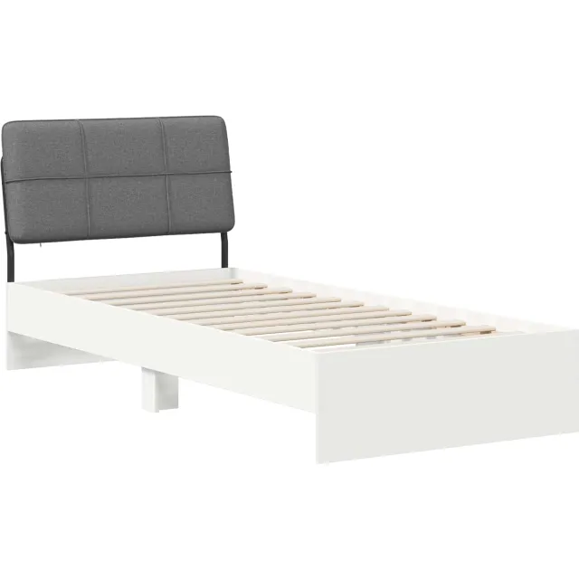 vidaXL Eenpersoonsbed met hoofdbord Wit en Lichtgrijs 90 x 200 cm