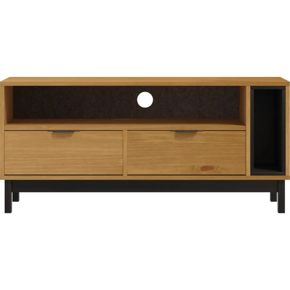 vidaXL TV-meubel FLAM 110x40x50 cm massief grenenhout bruin, foto 3