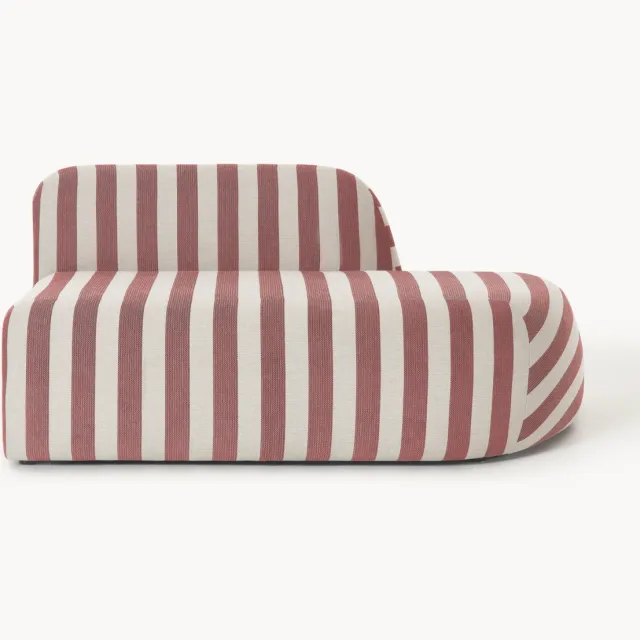 Westwing Collection Gestreepte chaise longue module Wolke Wijnrood