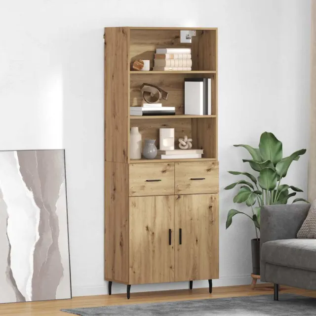 vidaXL Hoge kast 2 st Artisan Eiken 69,5 x 32,5 x 180 cm Bewerkt hout, foto 2