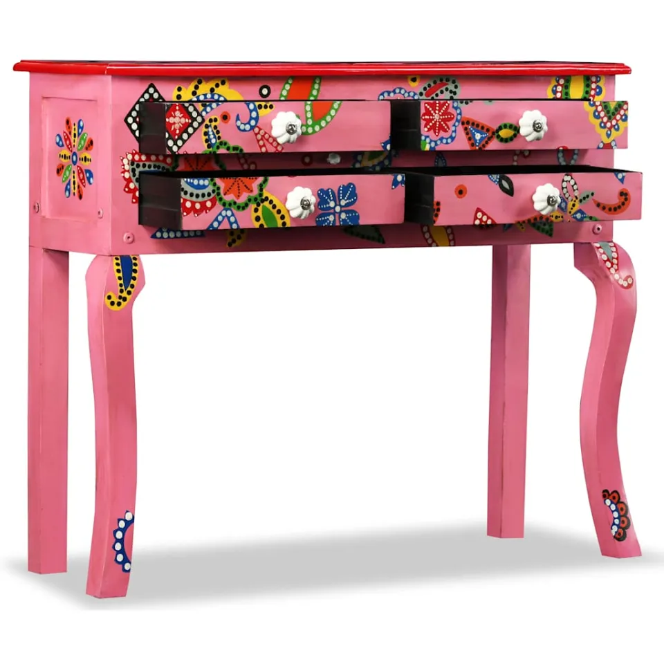 vidaXL Wandtafel handgeschilderd massief mangohout roze