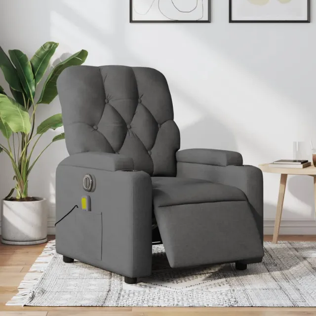 vidaXL Massagestoel elektrisch verstelbaar stof donkergrijs