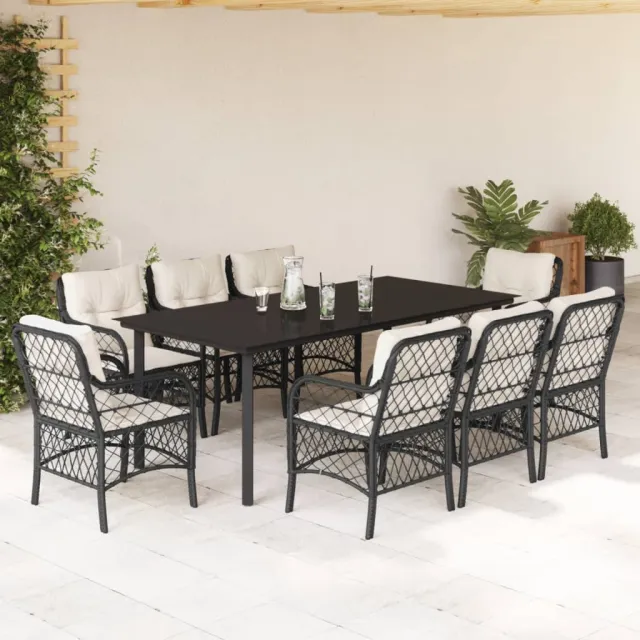 vidaXL 9-delige Tuinset poly rattan zwart, foto 2
