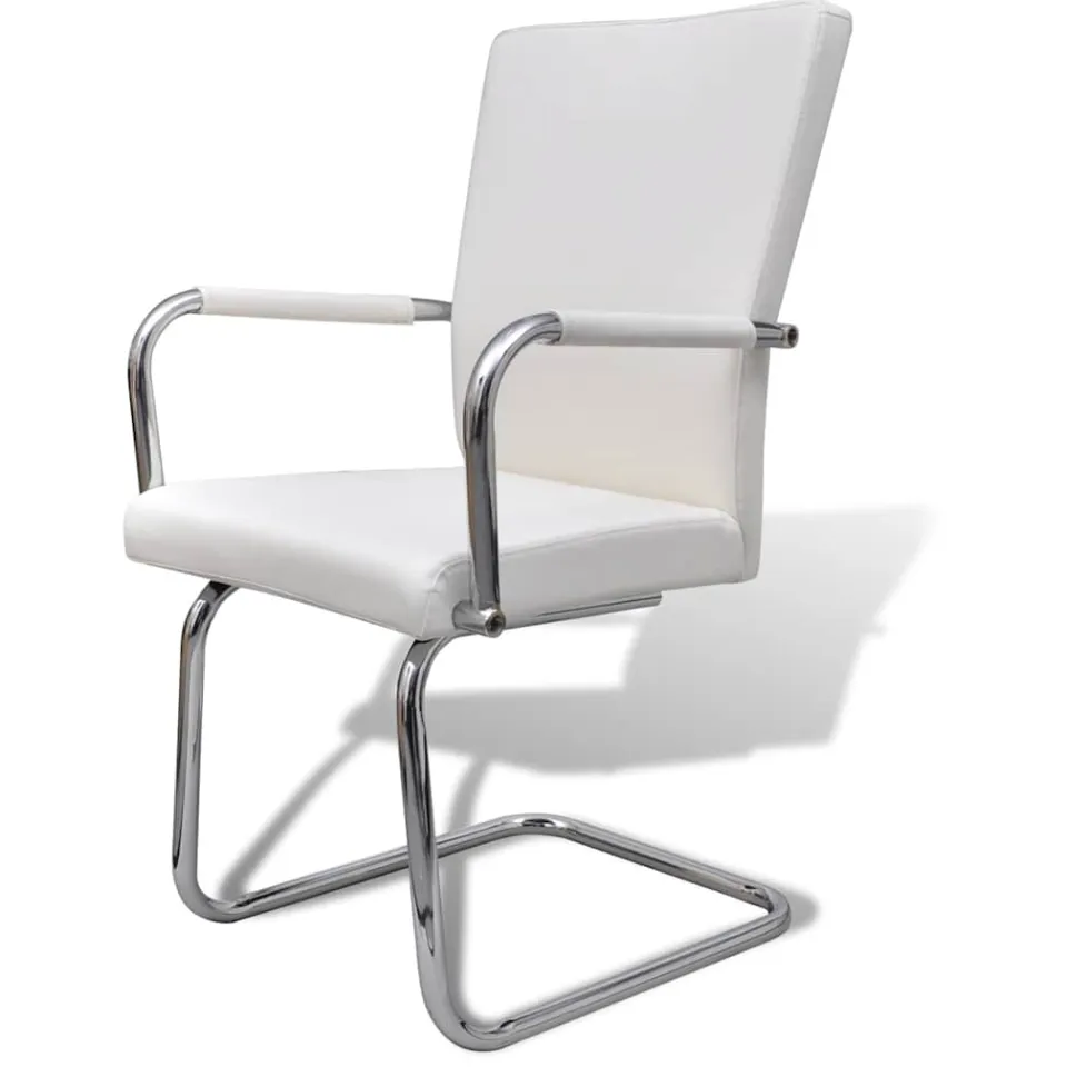 vidaXL Eetkamerstoelen 2 st kunstleer wit