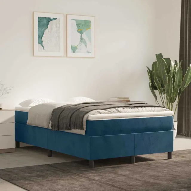 vidaXL Boxspring bed 120x200 cm fluweel donkerblauw