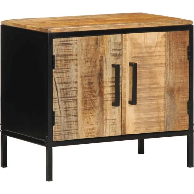 vidaXL Nachtkastje Bruin en zwart 50 x 30 x 45 cm Massief Mango Hout