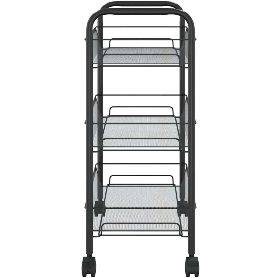 vidaXL Keukentrolley 3-laags 46x26x64 cm ijzer zwart, foto 4