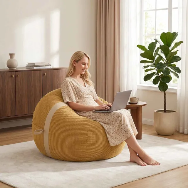 vidaXL Zitzakstoel Geel 95 x 93 x 71 cm corduroy