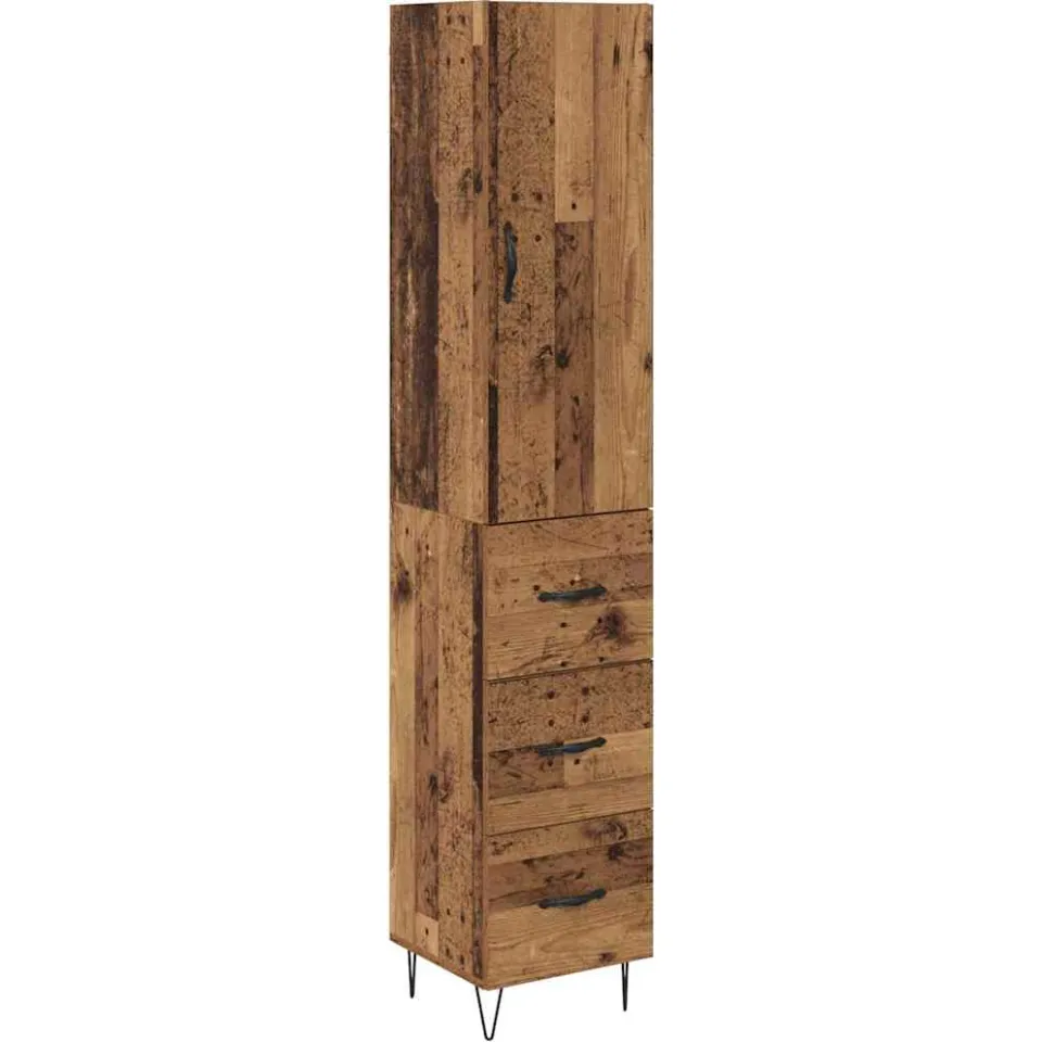vidaXL Highboard Oud Hout 34,5 x 34 x 90 cm Bewerkt hout bruin, foto 3