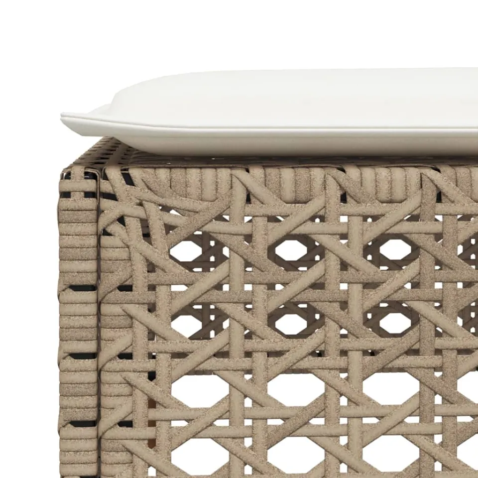 vidaXL Tuinkruk met kussen 63,5x56x32 cm poly rattan beige, foto 4