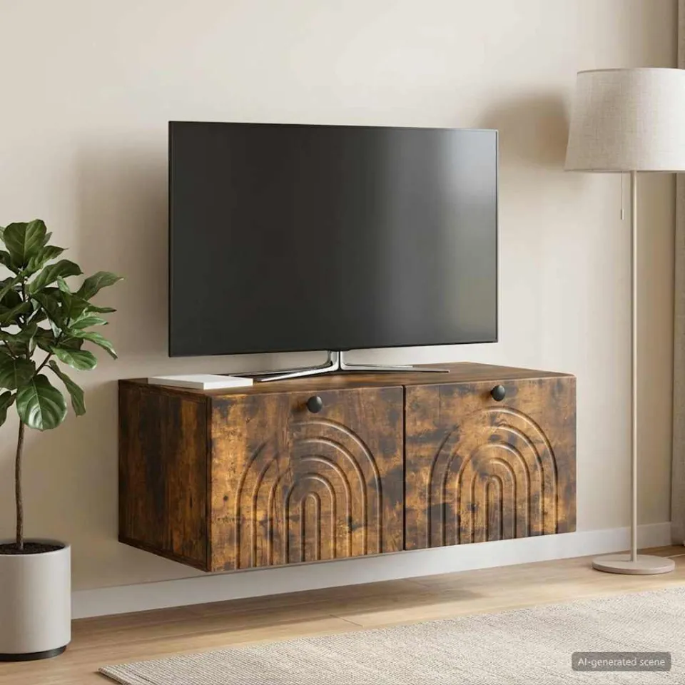 vidaXL Wandbeugel TV-kast Gerookt eiken 78,5 x 41 x 30 cm Bewerkt hout, foto 4