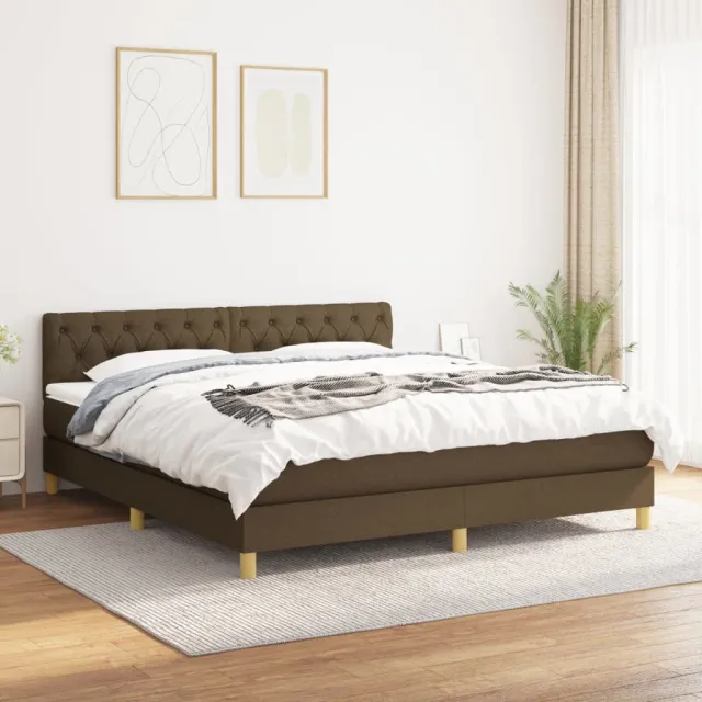 vidaXL Boxspring met matras stof donkerbruin 160x200 cm bruin