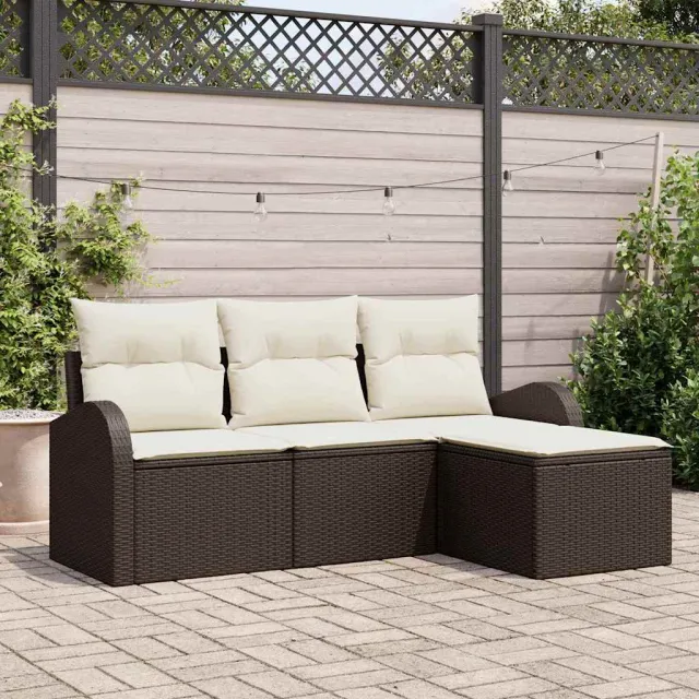 vidaXL Tuin Sofa Set Bruin poly rattan