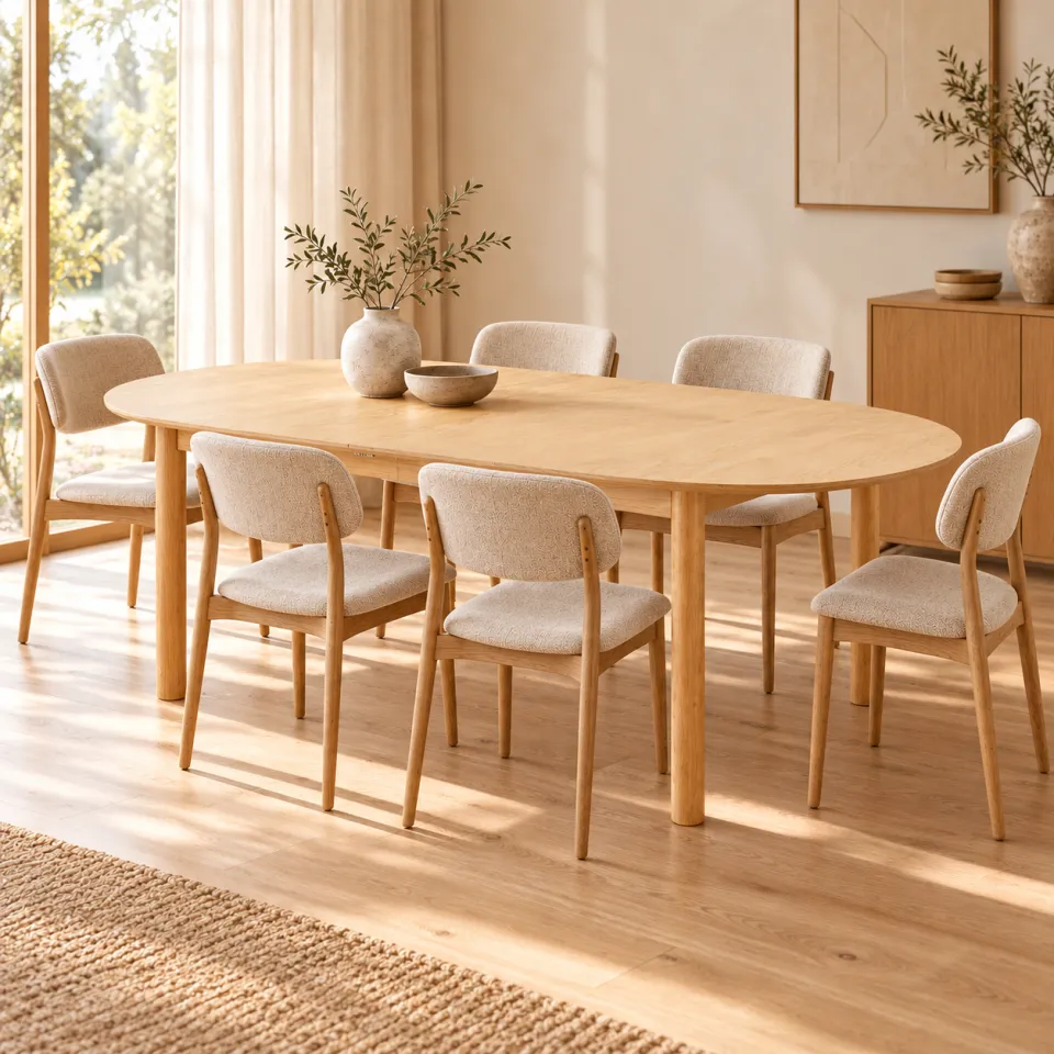 Artichok Loet uitschuifbare houten eettafel naturel - 200 tot 300cm x 100cm, foto 2
