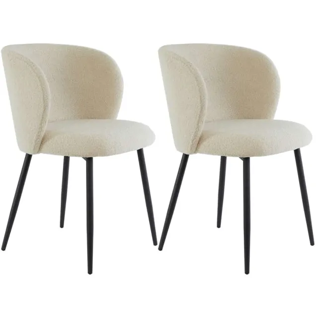 NordXL Eetkamerstoel Elyna boucle licht beige | set van 2