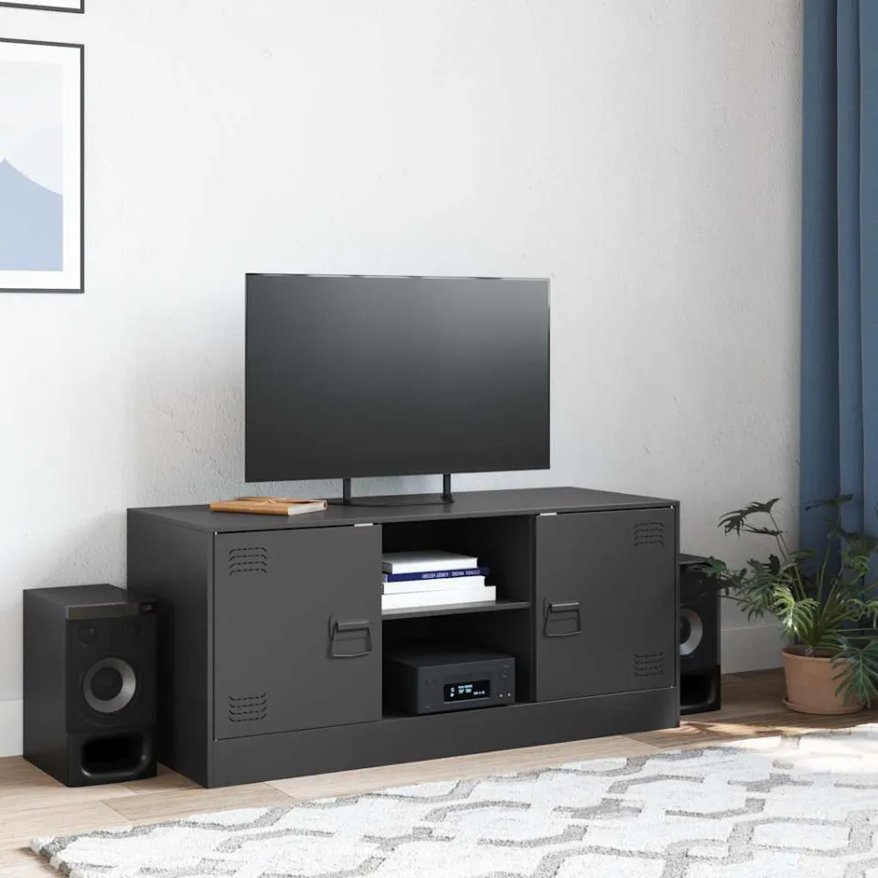 vidaXL Tv-meubel 99x39x44 cm staal zwart, foto 3