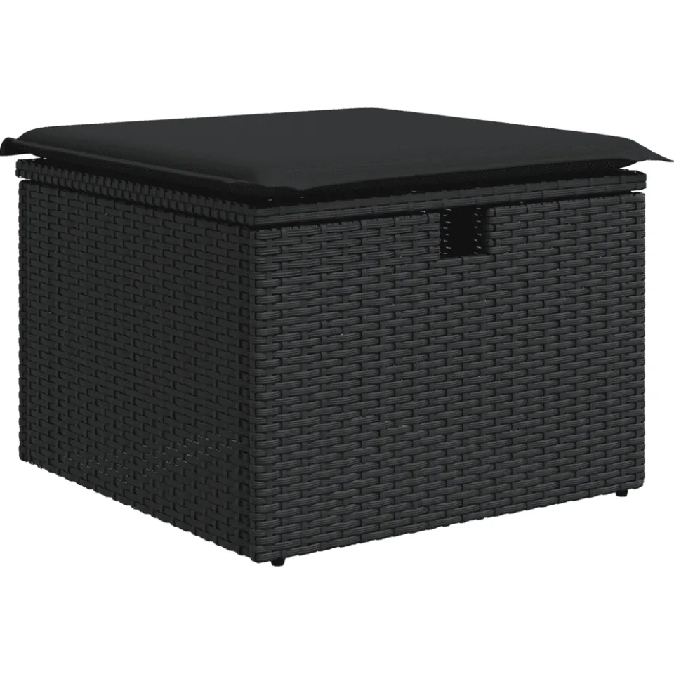 vidaXL 7-delige Loungeset met kussens poly rattan zwart, foto 4