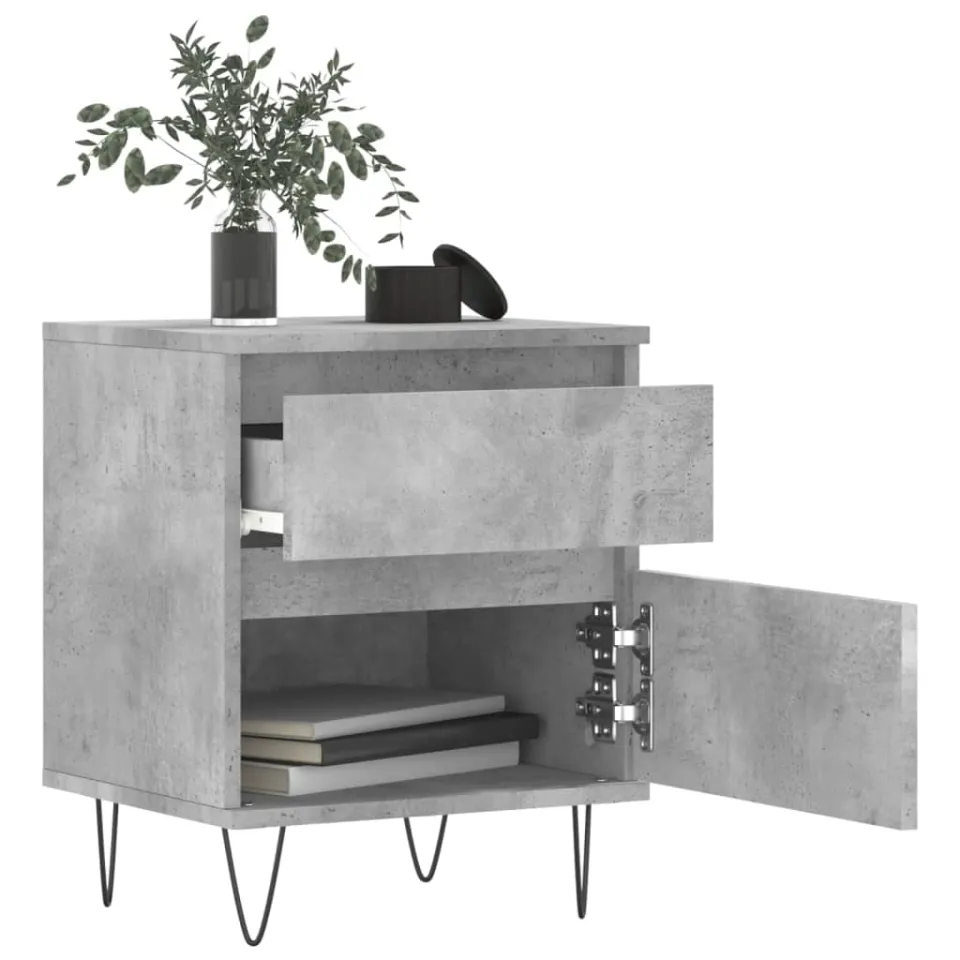 vidaXL Nachtkastjes 2 st 40x35x50 cm bewerkt hout betongrijs grijs, foto 4