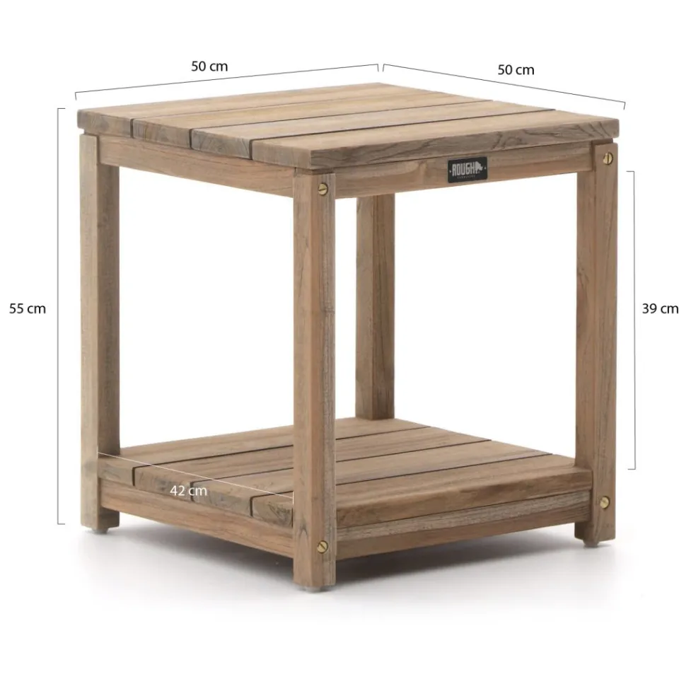 ROUGH Furniture ROUGH-A bijzet tuintafel 50x50x55cm bruin, foto 2