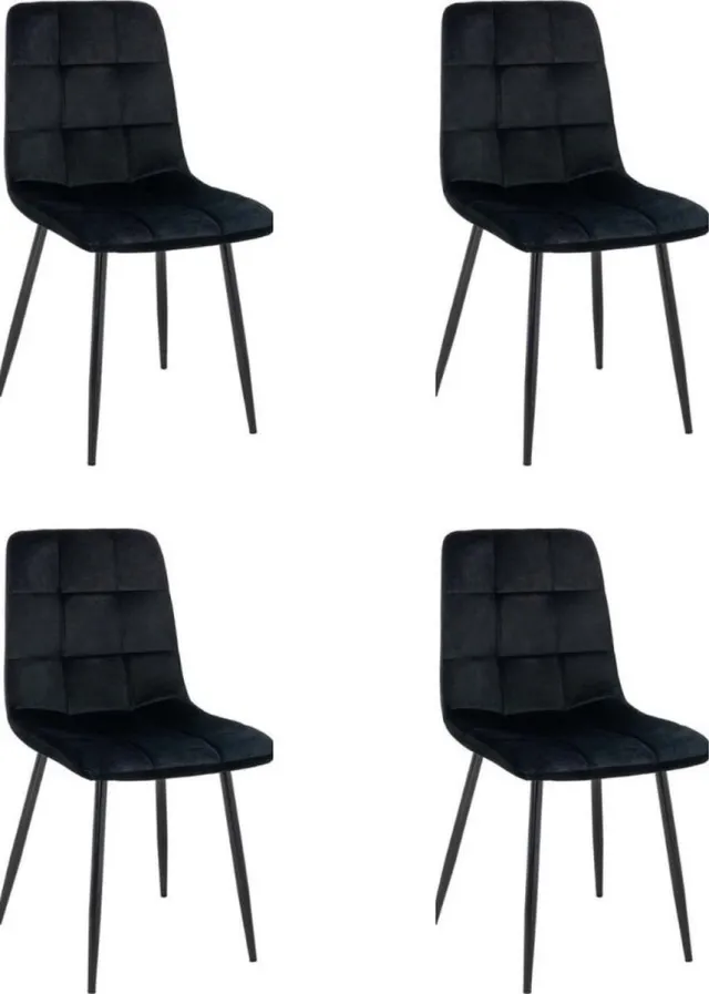 Swiss Homess Swiss Homes® | Ruby - Velvet Eetkamerstoelen Zwart - Set van 4 | Zwart - Fluweel - Velvet stoel - Eetkamerstoel - Kuipstoel - Woonkamerstoelen