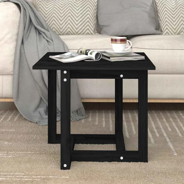vidaXL Salontafel 50x50x45 cm massief grenenhout zwart, foto 2