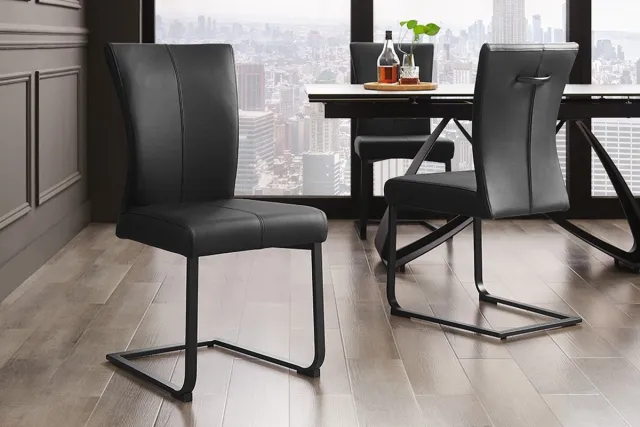 Invicta Interior Moderne sledestoel SAMSON zwart echt lederen metalen frame met comfortabele handgreep - 45174 Zie omschrijving