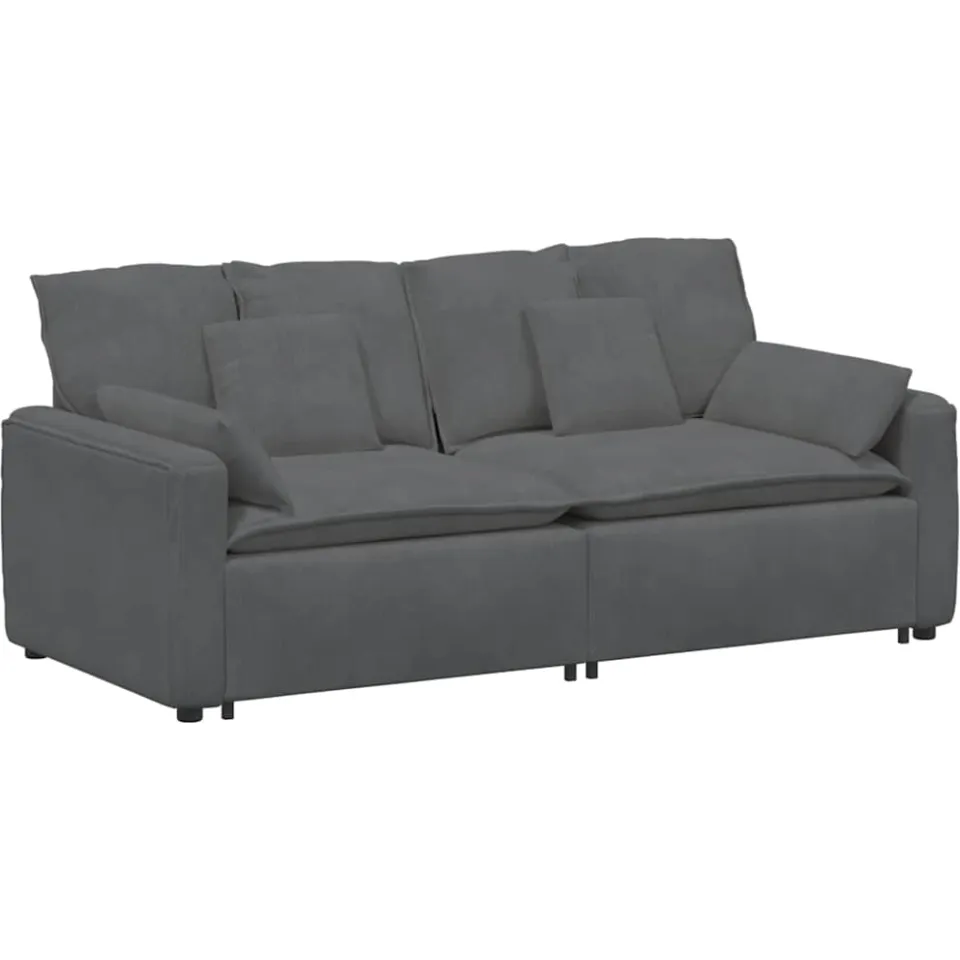 vidaXL Modulaire bank met kussens donkergrijs grijs, foto 3