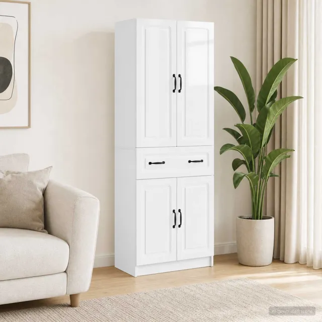 vidaXL Kastenset 2 st Hoogglans Wit Bewerkt hout, foto 2
