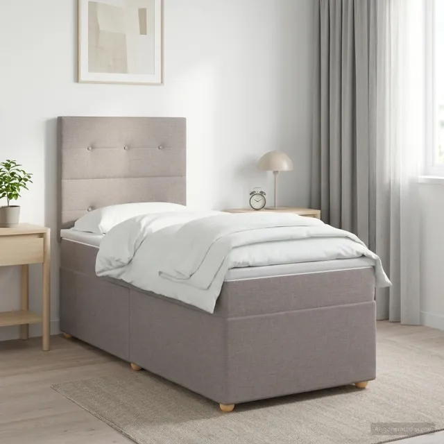 vidaXL Boxspringbed met matras met hoofdeinde Taupe 80 x 200 cm Stof