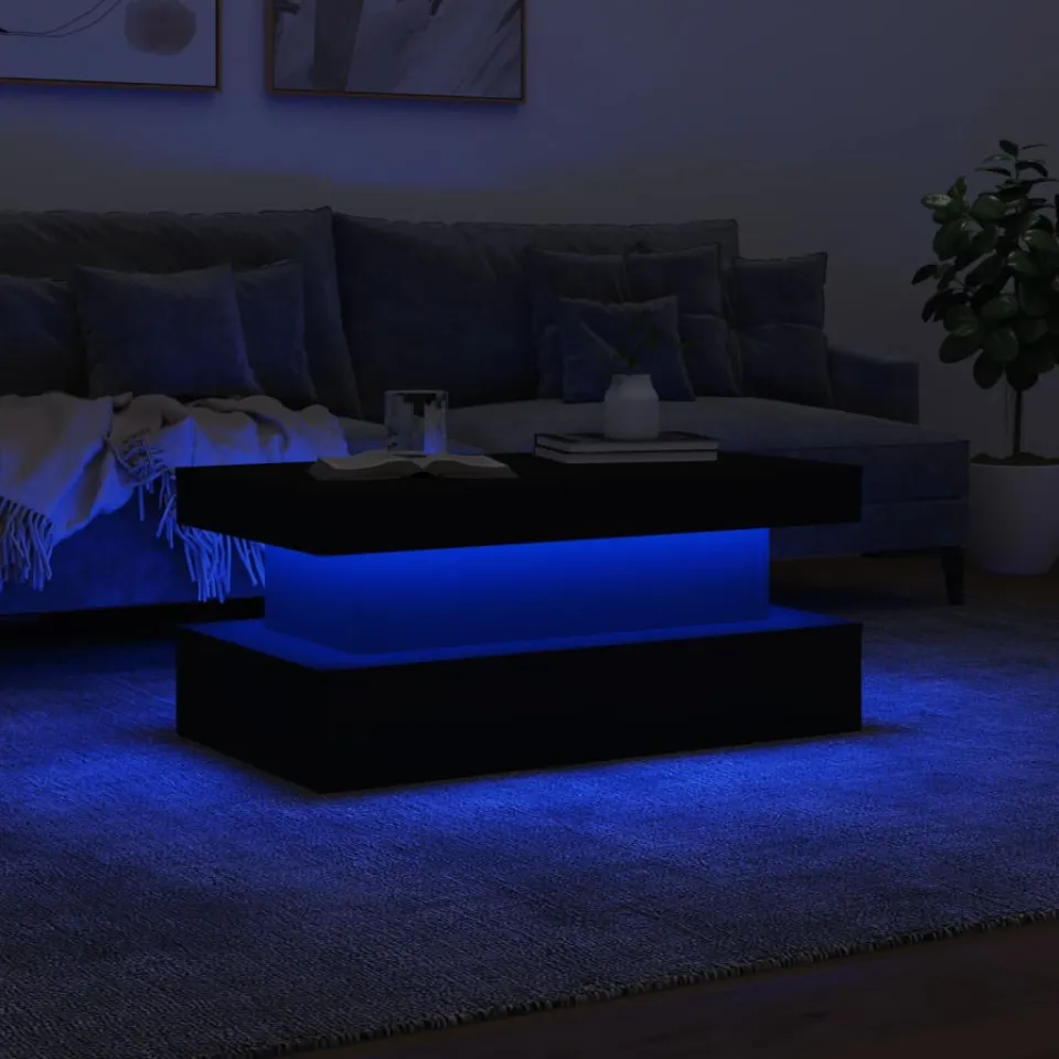 vidaXL Salontafel met LED-verlichting 90x50x40 cm wit, foto 4
