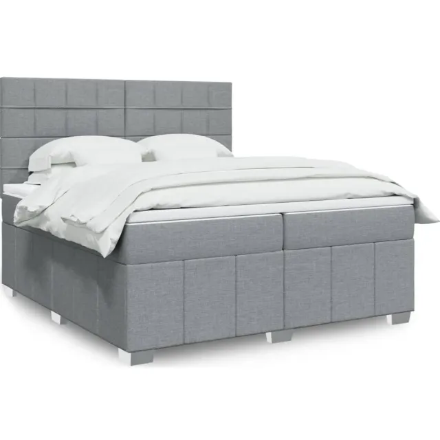 vidaXL Boxspring met matras stof lichtgrijs 200x200 cm grijs