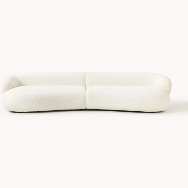 Westwing Collection Bouclé bank Alba (4-zits) Wit
